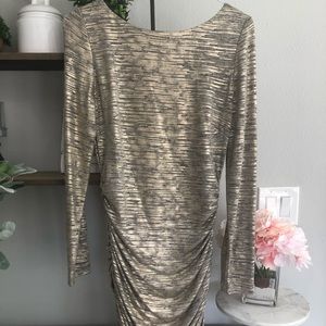 Women’s Gold Long Sleeve Mini Dress